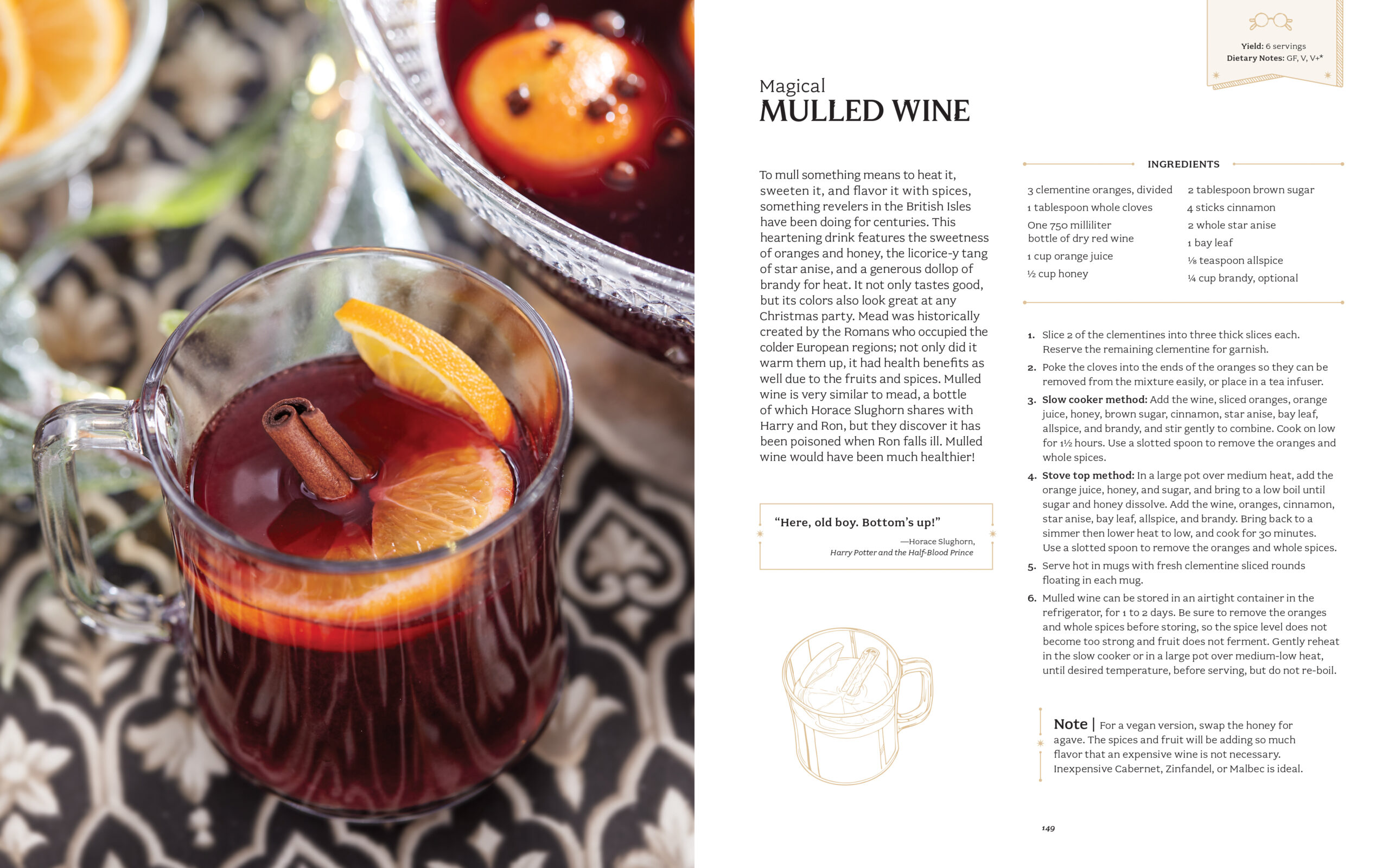 Recept voor mulled wine uit het kerstkookboek Harry Potter Official Christmas Cookbook